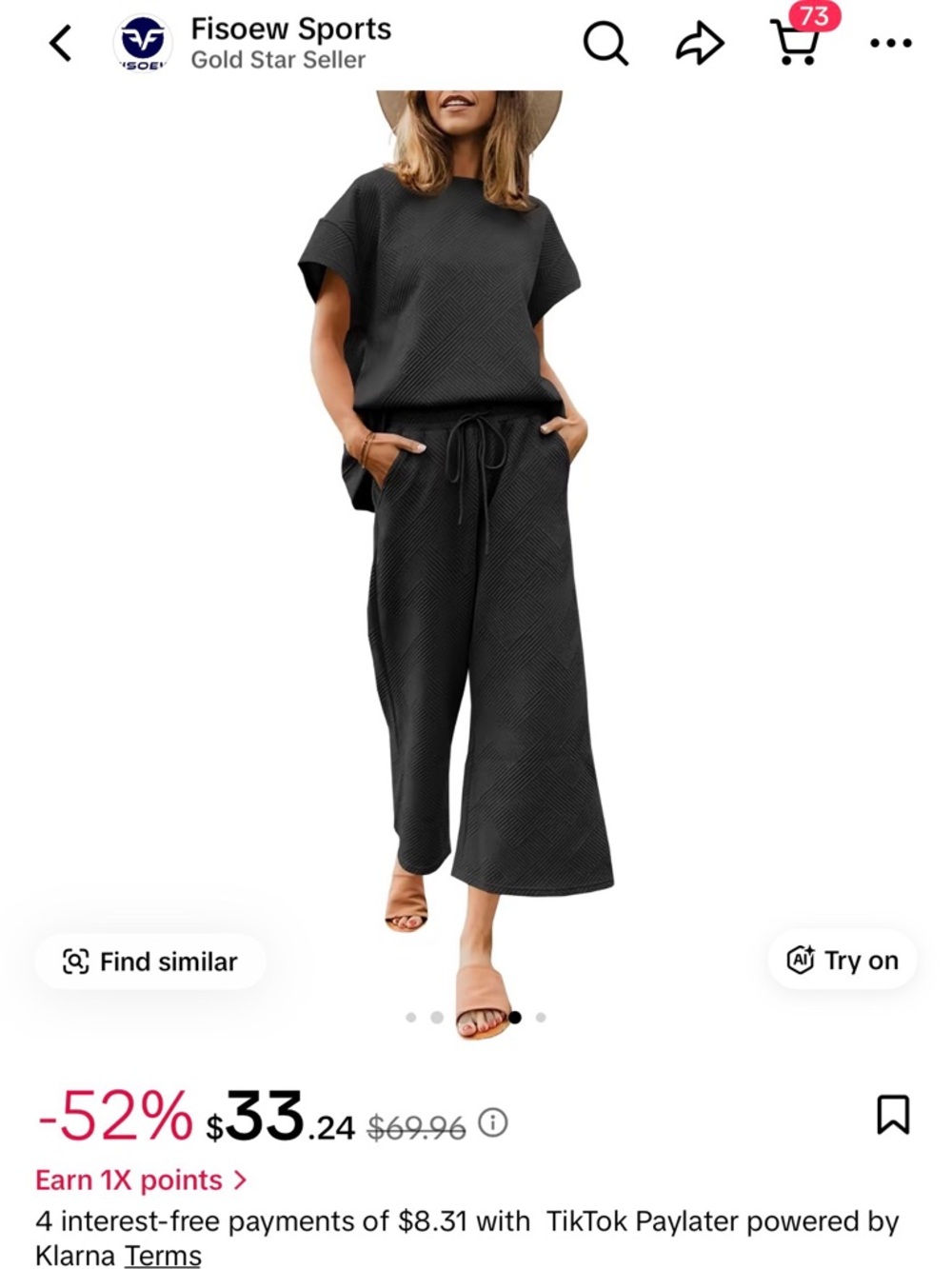 Women’s Casual Wide-Leg Lounge Pants Set - Black